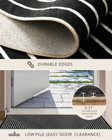 Latte&Fog Alfombras de 153 x 215 cm para Sala de Estar y Dormitorio,Moderna Abstracta Lavable, de Pelo bajo Antideslizante Estilo Boho para Sala de Estar, Oficina, Dormitorio(Negro 5x7ft) - Negro - Ver 9