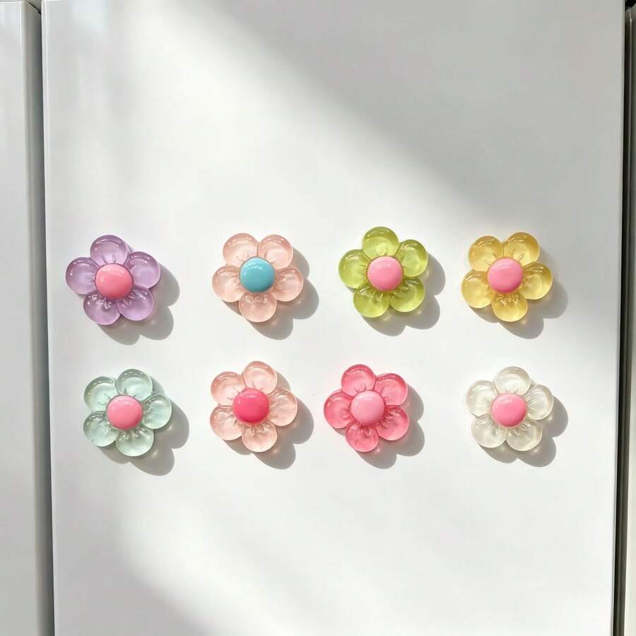 4/8/12pcs Cute Flower Refrigerator Stickers, Flower Refrigerator Magnets, Suitable For Office Whiteboard Decoration, Home Decoration, Room Decoration, Refrigerator Kitchen Magnets, Gifts For Friends And Family