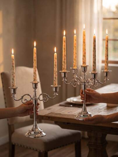 1pc/Set Bohemian Style Zinc Alloy 5-Head/3-Head Candlestick, Suitable For Home Living, Wedding, Home Decor, Party, Gift, Restaurant, Fireplace Decoration, Family Gathering, Graduation Gift, Housewarming Gift, Wedding Gift, Mother's Day Gift, Girlfriend Gift