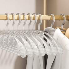 5pcs/10pcs Extra Wide Shoulder Non-Slip PET Transparent Clothes Hangers, Thickened Home Laundry Hangers, Dry And Wet Dual-Use Home Clothes Drying Racks, Wardrobe Storage Hanging Racks, Suitable For Shirts, Pants, Coats And Suits Hangers - View 11