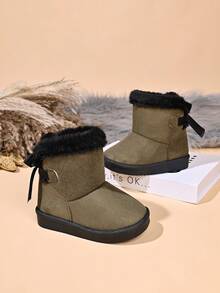 Infant Fashion New Snow Boots With Bow Decoration - Coffee Brown - View 2
