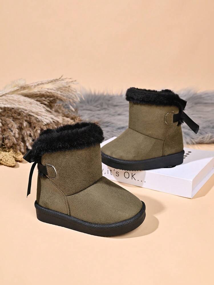 Infant Fashion New Snow Boots With Bow Decoration - Coffee Brown - View 2
