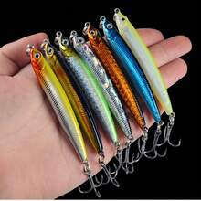 7pcs Sinking Pencil Lure Set, Slim Bionic Reflective Hard Baits, Long Casting Freshwater & Saltwater Fishing Lures For Bass And Pike - Multicolor - View 1