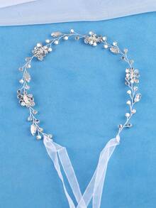 KOVLYNE 1pc Women's Silver Crystal Bridal Hair Accessory (With Ribbon), Rhinestone Wedding Headpiece, Bohemian Style Bridal Headband, Suitable For Bride, Bridesmaid And Prom Hair Accessory - Silver - View 5