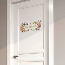 1PC Floral Butterfly Bedroom English Wall Sticker, Self-Adhesive Warm Decorative Decal For Bedroom Door - Multicolor - View 5