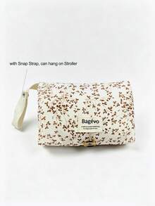 Floral Pattern Mommy & Daddy Universal Diaper Bag, Diaper Clutch, Waffle Weave Wet Wipe Storage Bag, Portable Diaper Organizer, Suitable For Boys & Girls, Baby Essentials - Multicolor - View 4