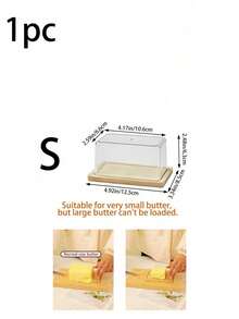 1pc Bamboo Butter Dish With Lid, Butter Box, Cake Box, Small Transparent Storage Container For Butter, Small Cakes, Fruits, Bread, Cheese - View 12