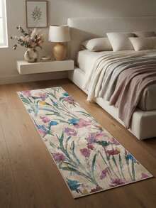 1pc European And American Fresh Tropical Floral Classic Pattern Runner Rug, Suitable For Bathroom, Kitchen, Entrance, Hallway, Bedside, Living Room, Bedroom, All Season Soft Machine Washable Mat, Home Decor - Multicolor - View 6