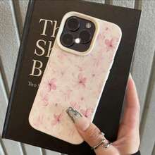 Phone Case - A Full-Screen Pattern of Elegant Pink Watercolor Flowers Suitable for TPU Cases for  16 Pro Max, Compatible with  16 Pro Max/14/16 Plus/15/13 Pro/12/11, Stylish And Business-Friendly Protective Case - Weiss - Übersicht 2