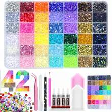 48.000 viên đá resin jelly 60 màu, đá đính mặt phẳng đa màu trang trí, phù hợp cho tranh đính đá, gồm 4 chai keo dán trang sức B7000 10ml và dụng cụ, quà tặng Giáng Sinh sinh nhật cho nữ - Bộ - Xem 15