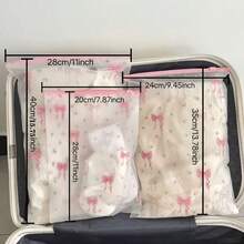 9pcs Transparent Floral Bow Zipper Storage Bags, 3 Sizes Assorted, Durable PEVA Material, Waterproof Clothing, Underwear, Toiletries, Cosmetics Storage Cubes, Essential For Travel And Home Organization, Suitable For Suitcase, Closet, Drawer, Under Bed Storage - Multicolor - View 6