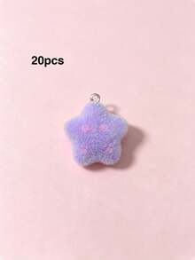 10/20/100pcs Flocked Cartoon Star Cat Pendant Charms, DIY Handmade Keychain Pendants, Bag Charms, Accessories, Decorations - Star - View 18