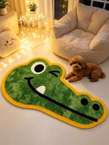 1pc Green Cute Crocodile Head Pattern Floor Mat, Bathroom Mat, Bathroom Rug, Door Mat, Small Rug, Carpet, Floor Mat, Home Decor, Area Rug, Outdoor Mat, Home Decor, Area Carpet, Bedroom Rug, Washable Carpet - Multicolor - View 2