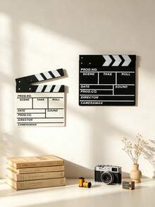 Photography Prop Movie Clapperboard, Unique Desktop Decor, Room Decoration, Home Decor, Holiday Decoration, Suitable For Indoor And Outdoor Use, Perfect For Lively Party Atmosphere And Simulating Movie Director Filming Scene - Classic Style - View 4