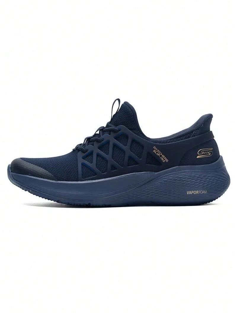 Skechers 斯凱奇鏤空支撐網面輕便健步鞋軟底防滑通勤散步日常休閒女鞋 - 藏蓝色 - 查看 1