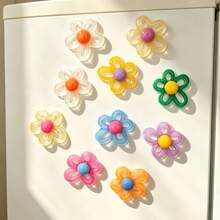 3/6/12pcs Cute Flower Fridge Magnets, Colorful Cartoon Style Refrigerator Decor, Creative Magnetic Stickers, Suitable For Home Decoration And Gifts - Multi-color - View 7