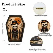 1/6pcs Vintage Coffin Shape Wooden Halloween Table Decor Black Cat Ghost Owl Skeleton Pumpkin Man Relief Plaque Farmhouse Wall Desktop Ornament For Halloween Party Home Shelf Decor Gift - Multicolor - View 14