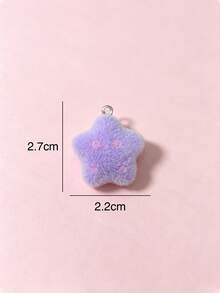 10/20/100pcs Flocked Cartoon Star Cat Pendant Charms, DIY Handmade Keychain Pendants, Bag Charms, Accessories, Decorations - Star - View 4