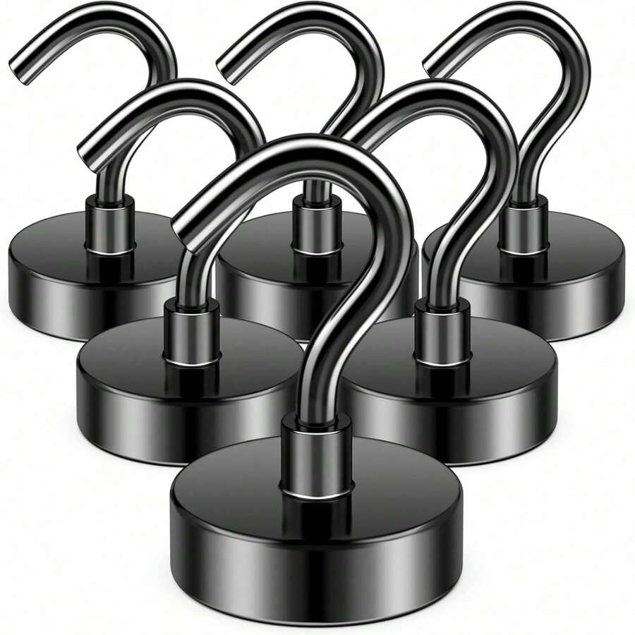 10/9/5/1 buah - Kait Magnet Hitam Kuat, Dapat Menggantung Barang Berat, Pemasangan Mudah Tanpa Pengeboran, Cocok untuk Kulkas, Lemari Penyimpanan Dapur, Tempat Kerja, Kantor, dan Aksesori Penyimpanan Rumah untuk Kembali ke Sekolah - Hitam - View 1