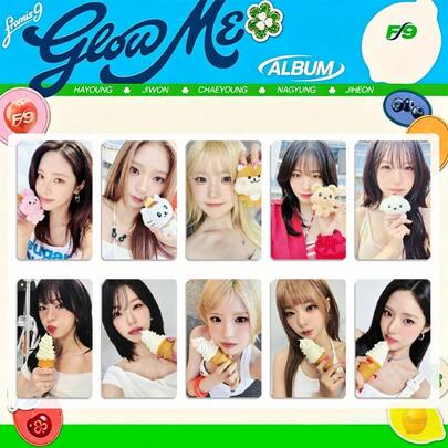 Fromis_9 Glow ME Álbum Photocards Song Ha-joven Park Ji-Won Chae-joven Na-Gyeong Baek Ji-Heon Tarjetas Coleccionables, Mercancía de Ídolos K-Pop, Photocards Coleccionables Estilo Muñeco de Peluche de Helado, Mercancía de Colección para Fans, Adecuado para Chicas Fans, Estudiantes, Coleccionistas