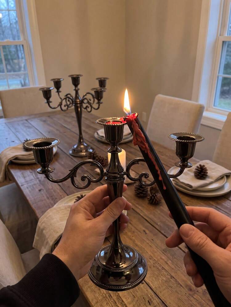 1pc/Set Bohemian Style Zinc Alloy 5-Head/3-Head Candle Holder, Suitable For Home Life, Wedding, Home Decor, Party, Gift, Restaurant, Fireplace Decor, Family Gathering, Graduation Gift, Housewarming Gift, Wedding Gift, Mother's Day Gift, Girlfriend Gift - Gun Black - View 6