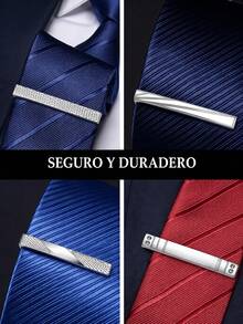 4/8 Pcs Men Classic Silver Tie Clip, 8 Styles Metal Necktie Bar Clasp, Business Wedding Formal Suit Accessory, Gift For Gentleman - Silver - View 4