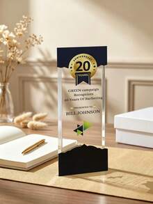 1pc Customized Engraved Acrylic Trophy, Personalized Logo Text Award, Corporate Employee Recognition Gift, Business Achievement Appreciation Desktop Trophy - Multicolor - View 7