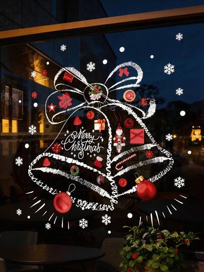 Christmas Decoration Creative Santa Hat, Bell, Reindeer, Star Static Cling Window Decal, Glass Decorative Sticker Vibrant Christmas Window Sticker - Easy -Off, Home Decor, Shopping Mall, And Glass Windows - Festive Holiday Decor