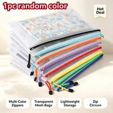 A4 Zipper File Bag, Random Color Mesh Zipper Bag, Puzzle Storage Bag, Transparent Thickened Mesh File Zipper Bag, Document Bag, Suitable For Travel, School, Office, School Supplies, Back To School Season - Multicolor - View 9