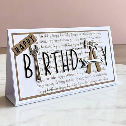 1pc Creative Happy Birthday Metal Cutting Die, Perfect For Scrapbooking, Crafting, Embossing Templates, And Making Handmade Greeting Cards And Gift Cards