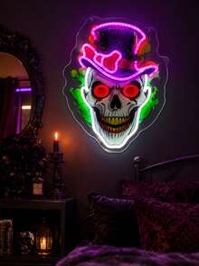 1PC USB-Powered LED Neon Light Cute White Ghost Sign With Glowing Outline And Expressive Face For Halloween Party, Dorm, Bedroom, Bar, Game Room And Spooky Season Decor - Multi-color light - View 6