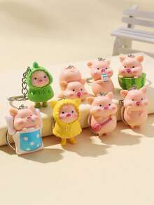 Creative Cute Adorable Funny 3D Pig Raincoat, Watermelon Pig, Milk Pig, Backpack Pig, Keychain Pendant Cartoon Key Chain Car Keychain Bag Charm Decoration Souvenir Holiday Small Gift - Multicolor - View 16