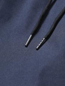 Men's Plus Size Navy Blue Side White Stripe Wide Leg Long Pants Drawstring Elastic Waist Casual Straight Leg - Blue - View 8