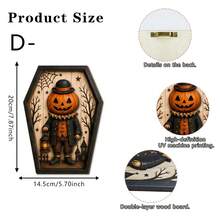 1/6pcs Vintage Coffin Shape Wooden Halloween Table Decor Black Cat Ghost Owl Skeleton Pumpkin Man Relief Plaque Farmhouse Wall Desktop Ornament For Halloween Party Home Shelf Decor Gift - Multicolor - View 15