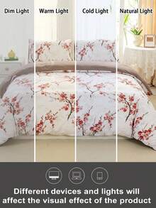 2/3pcs Plum Blossom Pattern Duvet Set, Ultra-Soft Breathable Microfiber For All Seasons. Washable, Pill/Shrink/Wrinkle Resistant. Fits INS & Country Styles, King/Queen/Full/Twin. Great For Home, Dorm, Apartment, Guest Room, Rentals & Gifts. - Multicolor - View 8