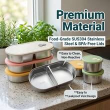Portable 304 Stainless Steel Lunch Box With Lid, Divided Fruit Salad Food Storage Container, Leak Proof Bento Box, Dishwasher & Microwave Allowable, Suitable For Student Adult Use In School, Office, Outdoor Camping, Picnic,Travel, Back To School - Multicolor - View 6