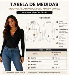 Body Feminino Manga Longa Gola Polo Botão ajustável-Inverno - Azul Marinho - Visão 4