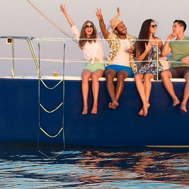 Foldable Water Boarding Ladder - Wear-Resistant Reflective Webbing, Stable Footing, Easy Storage, Yacht Fishing Boat Motorboat Water Activity Climbing Assistance Ladder - Multicolor - View 7