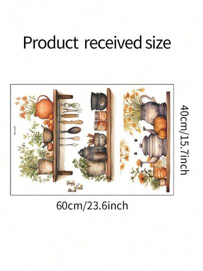 1pc Creative Wall-Mounted Storage Rack Sticker, Stickers, Wall Decal, Vinyl Decal For Home Decorations, Spring Decoration Items Refresh Your Home, Rama Decoration Stickers Gifts Birthday Graduation Kitchen Decor
