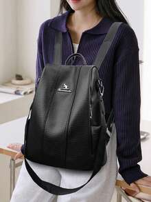 LANYIBAIGEROO New Fashion Women's Luxury Designer Anti-Theft Backpack, Soft Leather Large Capacity Student School Bag Travel Backpack - Black - View 12