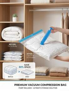 1pc/5pcs/8pcs/9pcs/13pcs, Large Vacuum Storage Bags, Transparent Compression Bags With Pump, Vacuum Transparent Compression Bags, All-Around Protection, High Sealing Ability To Isolate External Air, Effectively Prevent Moisture/Mold/Pests/Dust; High-Quality Bags, Strong Puncture Resistance, Can Resist Compression From Zippers, Buttons And Other Hard Objects; Simple Operation, No Complex Tools Needed, Can Quickly Complete Compression. With Dedicated Air Pump, Can Achieve Standardized Results. - Multicolor - View 10