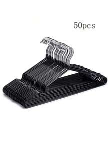40 piezas de perchas antideslizantes recubiertas para adultos, perchas ligeras de lujo para el hogar, adecuadas para camisas y pantalones, primavera, minimalista, blusas de verano, serie de colores Morandi, perchas antideslizantes sumergidas, uso doméstico - Negro - Ver 16