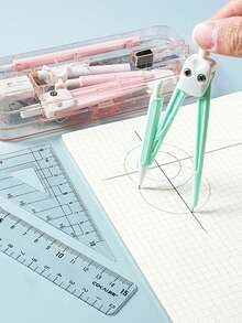 圆规尺子套装10件套学生专用多功能直尺三角尺量角器全套尺活动铅笔橡皮擦考试学习专业绘图 - 套装 - 查看 3