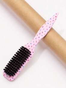 1pc Macaron Pink Polka Dot Smooth Back Comb, Unisex Hair Brush/Beard Brush, Hair Accessory, Suitable For Creating Smooth Ponytail, Bun, Taming Frizz, Controlling Hairline, Backcombing Voluminous Style, Wide Tooth Design For Easy Hair Parting And Sectioning - Multicolor - View 6