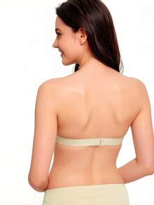 2pcs Women's Lace Front-Open Bandeau Bra, Push-Up Anti-Sagging Low Back Seamless Bandeau Tank Top - Multicolor - View 3