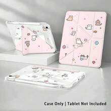 Pola Kucing & Hati Cetak UV Datar, Perlindungan Penuh Anti Jatuh & Tahan Guncangan, Casing Pelindung Tablet Lipat Y, Pelat Belakang Akrilik dengan Slot Pena, Kompatibel dengan Model /Honor/ dan Xiaoxin - MultiWarna - View 4