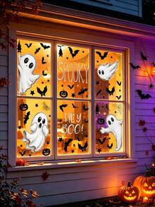 6/3/1 buah Stiker Jendela Halloween Dua Sisi Bergambar Hantu, Tahan Air, Dapat Digunakan Kembali, Stiker Hantu & Kelelawar Menakutkan, Cocok untuk Dekorasi Liburan, Rumah, Kantor, Sekolah, dan Kaca - Beraneka warna - View 6
