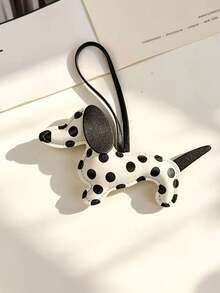 Polka Dot Dachshund PU Leather Keychain, Cute INS Style Spotted Puppy Bag Charm, Versatile Bag Pendant Accessory, Key Chain, Couple Gift Small Item - Multicolor - View 6