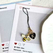 1pc DIY Letter Bee Phone Chain Pendant, Personalized CCD Camera Keychain, Cute INS Style Phone Charm - Multicolor - View 2
