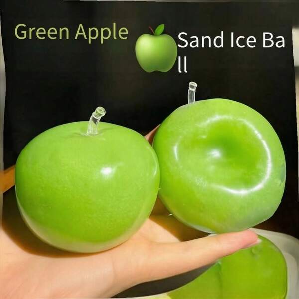 Green Apple Slushy Malleable Squeeze Toy, Popular Coconut Oil Squeeze Ball With Sound Control, Stress Relief Squeeze Toy For Adults And Teens, Squishy Crunch, Crunchy And Easy To Squeeze, Suitable For Adults